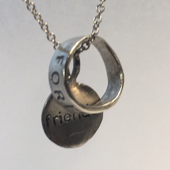 Silver delicate chain with FOREVER stamped ring & friends stamped disk pendants - Picture 4 of 6